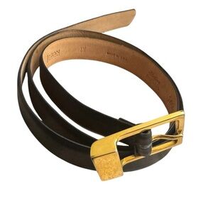 LEJON Italian Calfskin Size XL Women’s Black Leather Gold Buckle Made in USA EUC